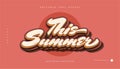 Colorful Summer Text in Retro Cartoon Style. Editable Bold Vintage Text Effect