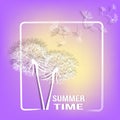 Colorful summer time background with flower, white dandelions.