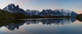 Colorful summer view of the Lac Blanc lake with Mont Blanc Monte Bianco on background, Chamonix location. Royalty Free Stock Photo