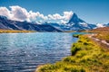 Colorful summer view of the Stellisee lake Royalty Free Stock Photo