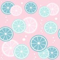 Cute colorful summertime seamless vector pattern background illustration with lemon slices