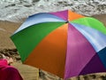Colored umbrella on the beach Royalty Free Stock Photo