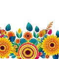 colorful sunflower border with bright ornamental element ai generated