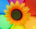 Colorful Sunflower Wind Spinner Decoration With Multi Color Background