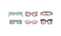 Colorful sunglasses vector set. Spectacles plastic frame collection. Summer sun protection. Royalty Free Stock Photo