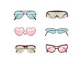 Colorful sunglasses vector set. Spectacles plastic frame collection. Summer sun protection. Royalty Free Stock Photo