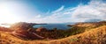 Colorful sunny day panorama at Amelia sunset point.