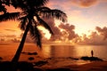 Colorful sunrise on the beach in Lavena village in Taveuni Isla Royalty Free Stock Photo