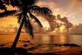 Colorful sunrise on the beach in Lavena village in Taveuni Island, Fiji Royalty Free Stock Photo