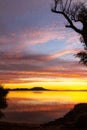 Colorful sunrise clouds over the Lake Balaton of Hungary Royalty Free Stock Photo