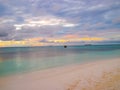 Colorful sunset over ocean. Magnificent Panoramic seascape. Royalty Free Stock Photo