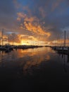 Sunrise over Dinner Key Marina in Coconut Grove, Miami, Florida. Royalty Free Stock Photo