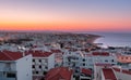 Colorful sunrise sky over city of Albufeira in Portugal