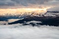 Colorful sunrise with winter mountain range, Banff, Canada Royalty Free Stock Photo