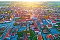 Colorful sunset above medieval town of Krizevci aerial view Royalty Free Stock Photo