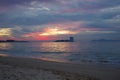 Colorful sunset above Samil beach, Vigo, Galicia, Spain Royalty Free Stock Photo