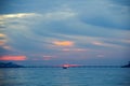 Colorful sunset above Samil beach, Vigo, Galicia, Spain Royalty Free Stock Photo