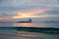 Colorful sunset above Samil beach, Vigo, Galicia, Spain Royalty Free Stock Photo