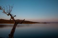 Colorful sunset at the Alqueva Dam lake Monsaraz Portugal Royalty Free Stock Photo