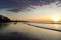 Colorful sunset at the beach in Manta, Ecuador