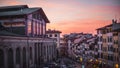 Colorful sunset behind the Mercado Central of Florence, Italy