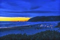 Colorful Sunset Bonfires Beach Tourists Canon Beach Oregon