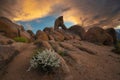 Large boulders and Boot Arch Rock in Alabama Hills Royalty Free Stock Photo