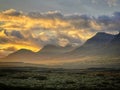 Colorful sunset in Breidalsvegur in Iceland