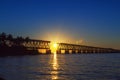 Colorful sunset with broken bridge Royalty Free Stock Photo