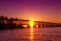 Colorful sunset at broken bridge Royalty Free Stock Photo