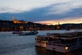 Colorful Sunset in Budapest with a Panoramic view of the river D Royalty Free Stock Photo