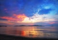 The colorful sunset cloud at the evening beach. Royalty Free Stock Photo