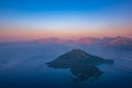 Wizard Island sunset and Crater Lake in Oregon Royalty Free Stock Photo