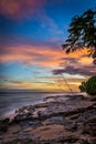 Colorful Sunset at Cromwell's Beach Oahu Royalty Free Stock Photo