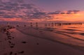 Colorful sunset.. Evening light on the fishing pier in Fort Myers Beach Royalty Free Stock Photo