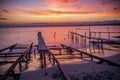 Colorful sunset and the fishing pier