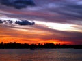 Colorful sunset in Florida USA with palms silhouettes