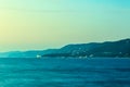 Colorful sunset in front of the city of Trieste Royalty Free Stock Photo