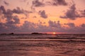 Colorful sunset on the Hikkaduwa tropical beach, Sri Lanka Royalty Free Stock Photo