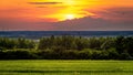 Colorful sunset illuminating the sky yellow and red