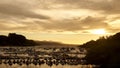 A colorful sunset in the lacustrine area of Pucon, Chile. Royalty Free Stock Photo