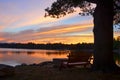 Colorful sunset on lake