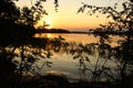 Colorful sunset on the lake