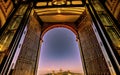 Colorful Sunset Front Door Our Lady of Remedies Church Cholula Mexico Royalty Free Stock Photo