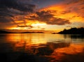 Colorful sunset at Nananu-i-Ra Island, Fiji Royalty Free Stock Photo
