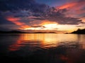 Colorful sunset at Nananu-i-Ra Island, Fiji Royalty Free Stock Photo