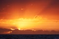 Colorful sunset at Nr. Vorupoer at the North Sea Coast in Denmark