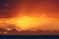 Colorful sunset at Nr. Vorupoer at the North Sea Coast in Denmark