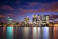 Colorful sunset over Canary Wharf