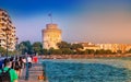 Colorful sunset over the city Thessaloniki